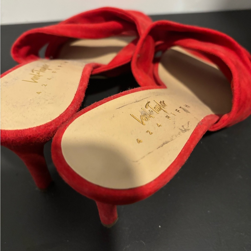 Lord & Taylor Red Suede Heels - Picture 3 of 5